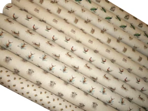 ANIMALS DESIGN Linen Look Cotton Rich Fabric for Curtains Cushions Crafts - Picture 1 of 52