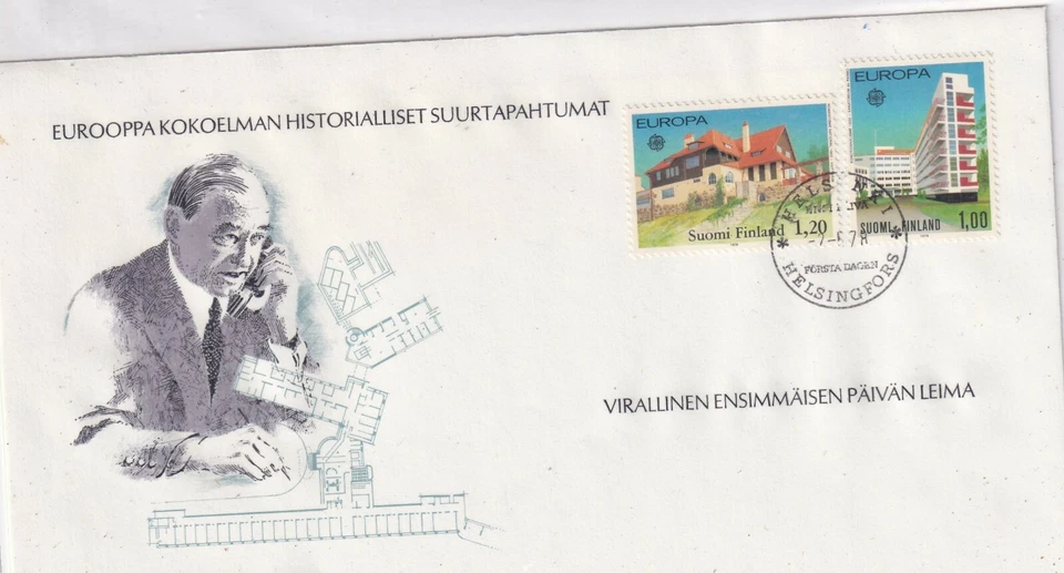 Finland 825-26 FDC CEPT 1978 EUROPA ARCHITECTURE SUOMI HOUSE COVER LETTER  - Image 1 of 1