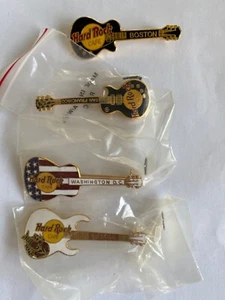 Hard Rock Cafe Lot Of 4 Guitar Pins--Vintage new - Picture 1 of 5