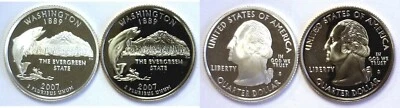2007-S Washington Statehood Quarter Silver & Clad Proofs 2 Coin Set - Image 1 of 3