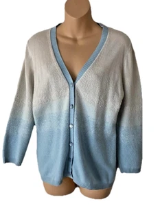 Escada Womens Sheer Knit Cardigan Size 38 Blue Beige Sweater Made in Italy - Picture 1 of 6