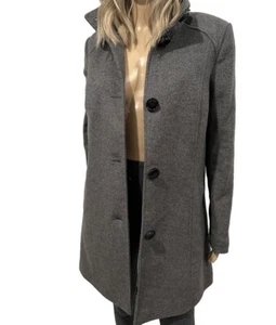Nuage Wool Cashmere Hooded  Coat Women’s Extra Small Gray Black Faux Fur EUC - Picture 1 of 16