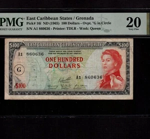 Grenada East Caribbean States 100 Dollars 1965 P-16i * PMG VF 20 * - Picture 1 of 2