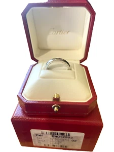 Authentic Cartier White Gold Band Ring - 18k- Engraved- Size 8.5 Pre-Owned - Picture 1 of 11