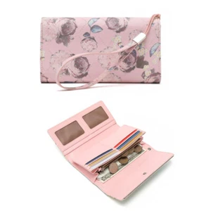 Women Flower Printed Phone Clutch Bag Ladies Wallet Long Purse Card Holder - Picture 1 of 57