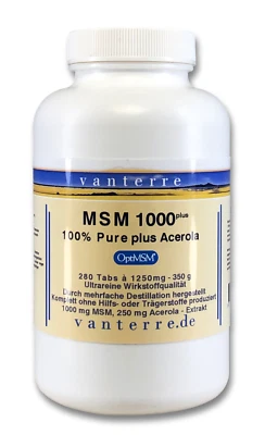 VANTERRE v a n t e r r e - OptiMSM 1000 plus Acerola - 280 Tabs - Das reinste, sicherste