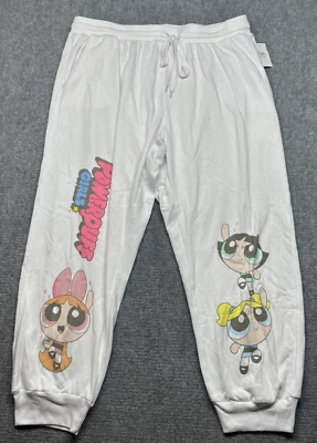 Powerpuff Girls Jogger Sweatpants Womens 3X White Elastic Waist New - Image 1 of 4