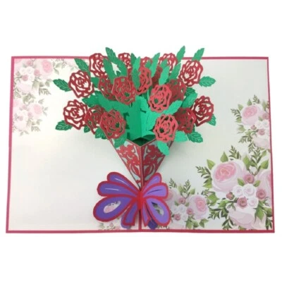 Carol Wilson Fine Arts E1 5x7" Pop Up Laser Cut Greeting Card - Floral Bouquet - Image 1 of 3