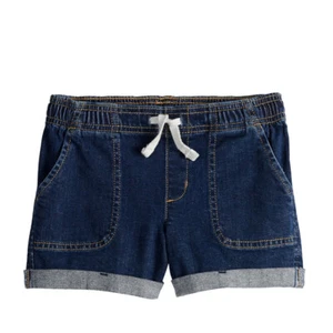 Jumping Beans Girls Roll Cuff Woven Shorts New with Tags 5 Blue Jean Medium Wash - Picture 1 of 4