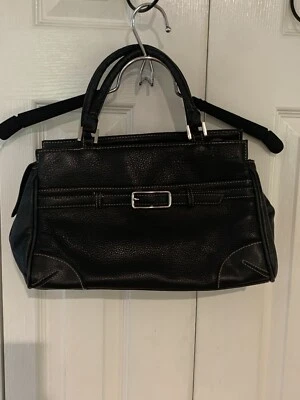 Bolso de Mano HUSH PUPPIES MUJER GENUINO Cuero Guijarro Negro Hebilla Plateada Foto 1 de 4