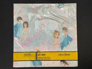 Retro Wedding Wrapping Paper Gift Wrap Bridal Wedding Dress Veil Groom Dove - Picture 1 of 6