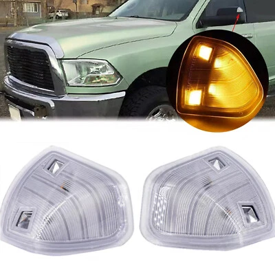 For Dodge Ram 1500 2500 3500 Amber LED Side Mirror Turn Signal Lights Clear Lens - image 1 of 4