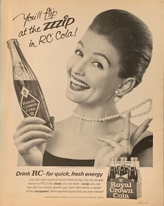 1965 Royal Crown RC Cola Woman Pearl Necklace Flip At The Zzzip VTG 60s PRINT AD - Picture 1 of 5