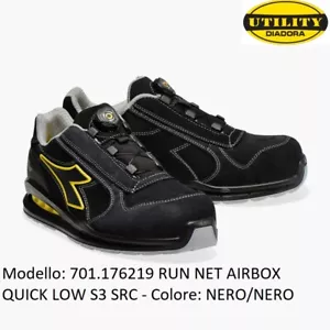 SCARPA ANTINFORTUNISTICA DIADORA RUN NET AIRBOX QUICK LOW S3 SRC 176219 NERO - Imagen 1 de 8