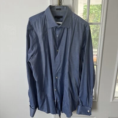 Banana Republic Dress Shirt 17-17.5, XL, Fitted, French Cuffs, Blue - Image 1 of 4