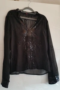 EDC ESPRIT Longarm Damen Schlupfbluse Tunika Schwarz Gr. M 38 Hippie Ethno Boho - Bild 1 von 10