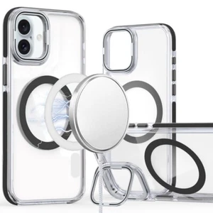 For iPhone 16 6.1inch Case Magnetic Circle Camera Lens Stand + Tempered Glass - Picture 1 of 32