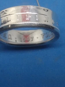 1907 PHILIPPINE SILVER ONE PESO COIN RING - Picture 1 of 5