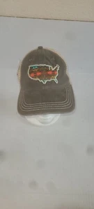 Sombrero de camionero de malla Sugar Creek con parche recortado de EE. UU. ajustado beige a presión - Imagen 1 de 6
