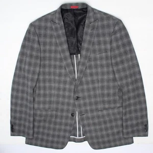 John Varvatos USA Sport Coat Mens 44R Gray Plaid Wool Blend Jacket Peak Lapel  - Picture 1 of 8