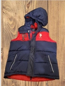US POLO ASSOCIATION TEEN PUFFER VEST NAVY RED 14/16 - Picture 1 of 6