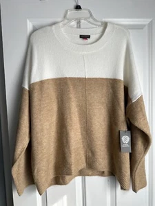 Pullover Vince Camuto Dos Tonos Bloque de Color Tostado/Blanco Talla XL NUEVO CON ETIQUETAS - Imagen 1 de 5