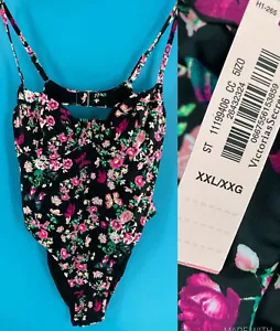 Neu mit Etikett Victoria's Secret Essential Wicked Einteiler schwarz pink Blumenmuster USA XXL - Bild 1 von 10
