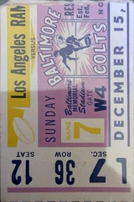 Boleto 2TDsing YDsing TD Roman Gabriel 15/12/63 Colts@Rams Unitas 323 Passing YDs Foto 1 de 2
