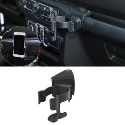 Multi-Function Phone Mount Cup Holder Stand For 2018+ Jeep Wrangler JL JLU Black Foto 1 de 4