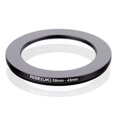 RISE(UK) 58mm-43mm 58-43 mm 58 to 43 Step down Ring Filter Adapter black - Image 1 of 3