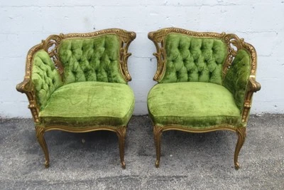 French Heavy Carved Side Chairs a Pair 5987 - Image 1 of 4