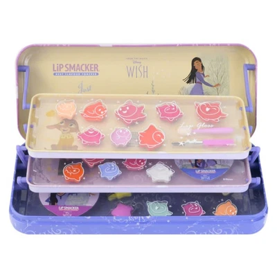 Disney Wish Lip Smacker Kids Make Up Tin 💄16 Lip Glosses & 8 Glitter Eye Shadow - Image 1 of 2
