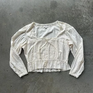 Vintage American Eagle Blouse Women's XL Ivory White Long Sleeve Top Boho Shirt - Picture 1 of 6