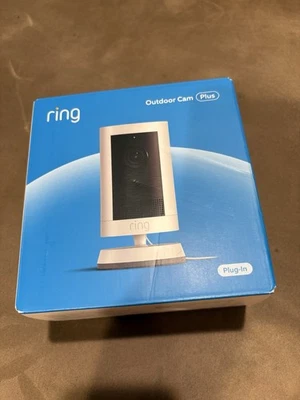 NEW IN BOX Ring Outdoor Cam Plus Plug-In, 2K Video, White - Image 1 of 4