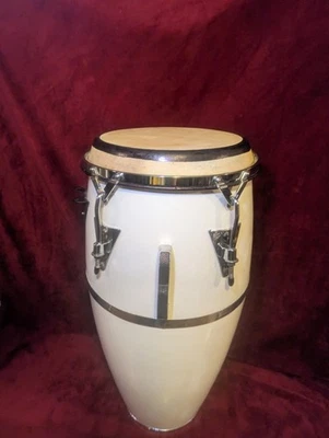 1970 Latin Percussion Patato Signature Fiberglass Tumba. In White W/ Chrome Acc - Image 1 of 4