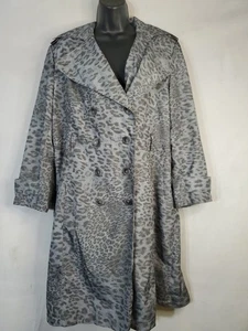 Calvin Klein Trench Coat Women's Size Large Button Up Animal Print V-neck - Picture 1 of 14