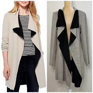 NWT Nic + Zoe Lounge Around Jacket Size L Beechwood Gray Long Draped Pockets - Picture 1 of 13