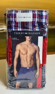 Boxers masculinos Tommy Hilfiger 3 tecidos cores sortidas 100% algodão GG novo $40 - Imagem 1 de 4