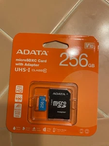 ADATA 256GB microSDXC Card UHS-I Class 10 V10 with Adapter New Sealed - Picture 1 of 2