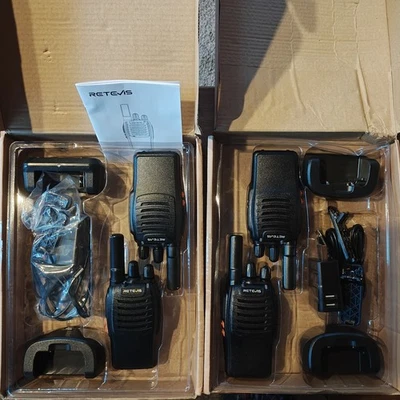 4 Pack Retevis H777 Long Range Walkie Talkies 2W VOX Radios Black A9294c - Image 1 of 4