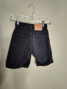 Vtg Levis 550 Kids Boys Jorts Denim Bermuda Relaxed Fit Jeans Black Size 7x - Picture 1 of 9