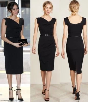 BLACK HALO Jackie O Belted Sheath Hollywood Celebrity Black Eclipse Dress  - Image 1 of 4
