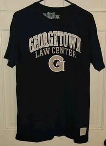 GEORGETOWN LAW CENTER Navy Blue Cotton Gold Logo T-shirt L Retro Brand - Picture 1 of 5