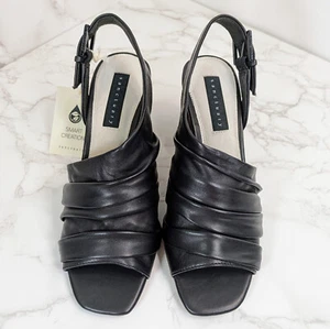 Sanctuary Regal Asymmetric Soft Leather Sandal Black Size 6.5M NEW IN BOX - Picture 1 of 13
