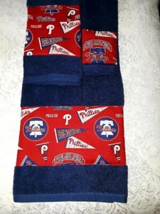 Philadelphia Phillies 3 Piece Bath Towel Set Handmade Great Gift!! - Picture 1 of 1