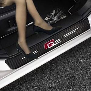 4 Pcs Carbon Fiber Car Door Sill Protector Sticker Decorative Strip fits Audi Q8 - Picture 1 of 10