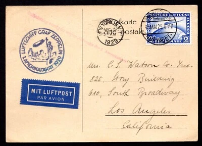 GERMANY 1929 GRAF ZEPPELIN POST CARD FRANKED Sc. #C36 "AMERIKAFAHRT" VIA N.Y. - Image 1 of 2