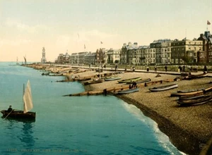 1905 Vintage Mounted Hand Colored European Photochrome: Herne Bay England - Picture 1 of 5
