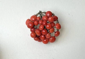 Antique 1900's Beautiful Art Nouveau Red Coral Brooch - Picture 1 of 8