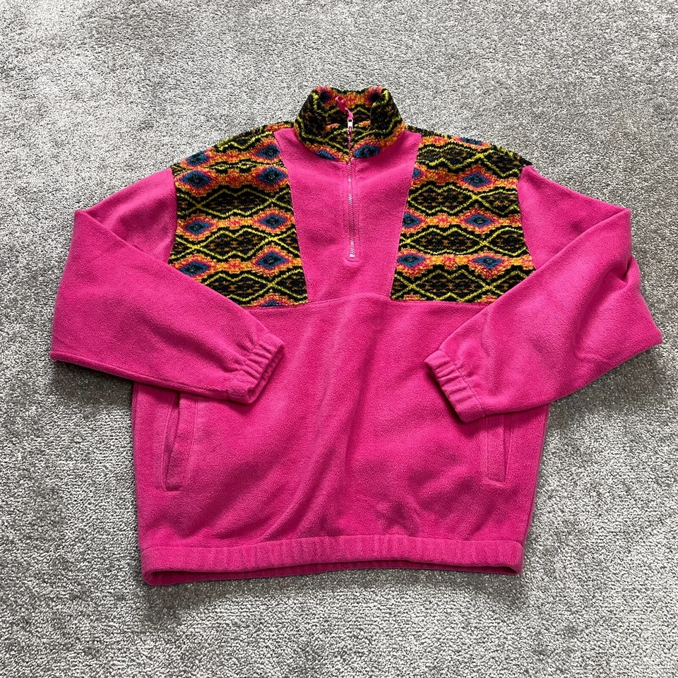 Chaqueta de diseño Asos para mujer pequeña rosa 1/4 cremallera polar suroeste bolsillos suaves Foto 1 de 4